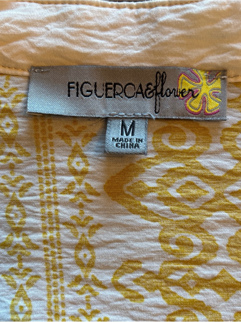 Yellow Patterned Tiered Midi Dress with V-Notch Neck - Picture 5 of 10